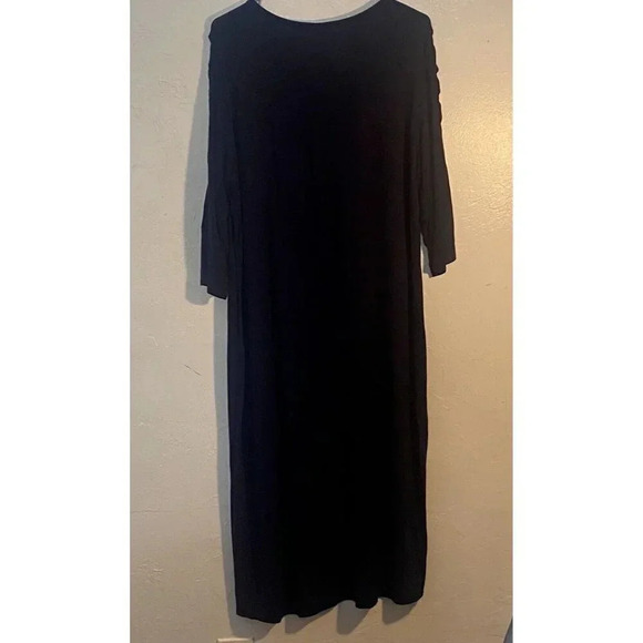 Downing Studio Ladies Pullover Dress Navy Blue Long Sleeve Crisscross Cutouts 1x - Picture 2 of 10